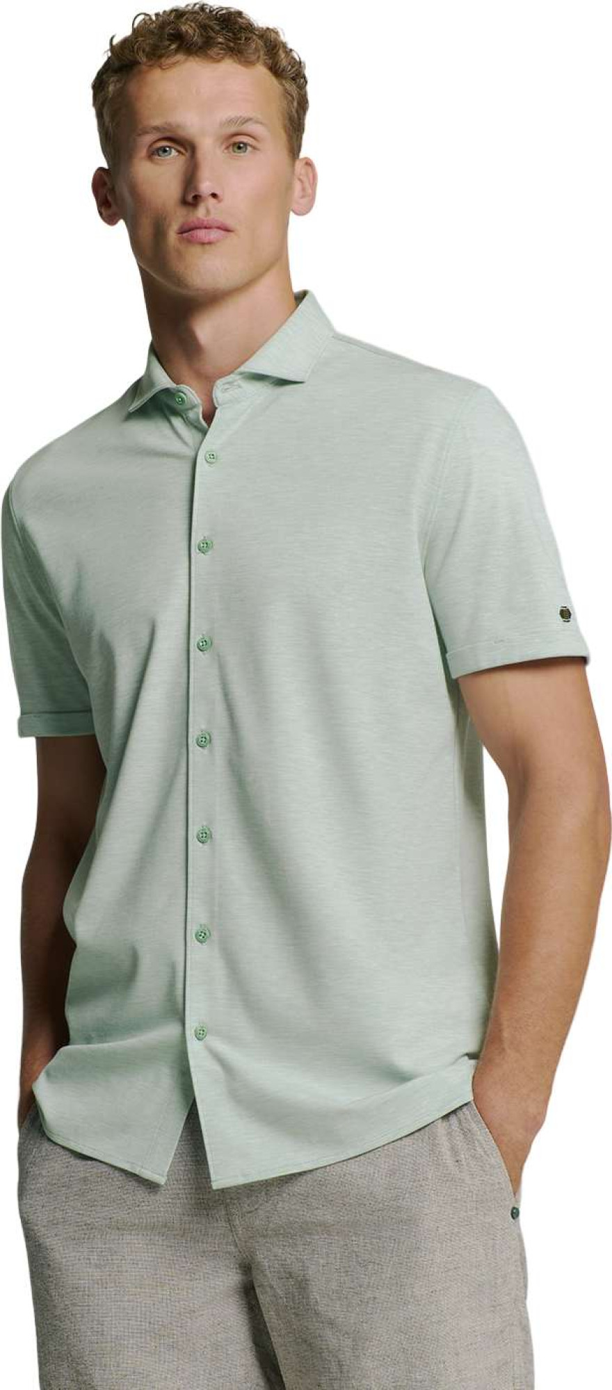 No Excess Shirt short sleeve jersey melange s mint