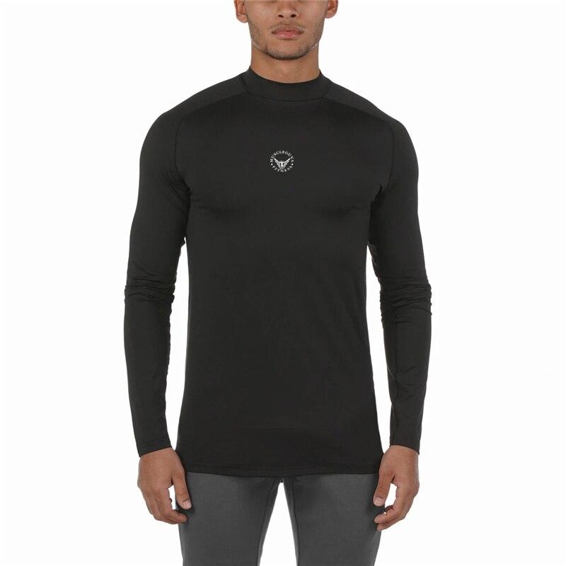 Muscleguys Running Fitness T-shirt Heren Sneldrogende hoge elastische dunne panty Dieptepunt trainingskleding XXL zwart