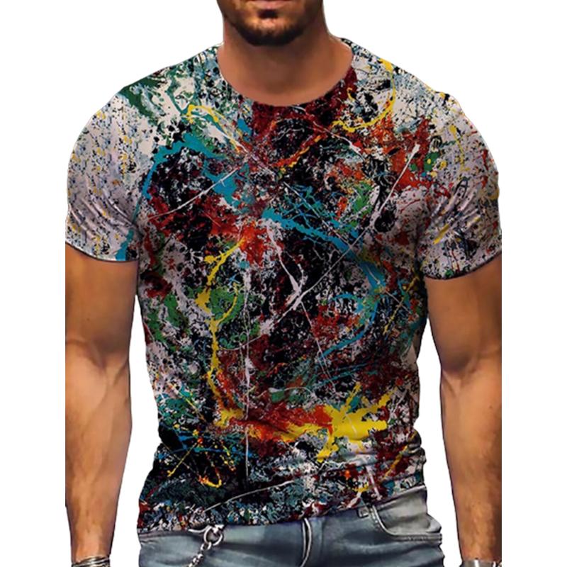 Happy Show Nieuwe zomer herenmode T-shirt persoonlijkheid diepblauw kristal tijger bedrukt heren T-shirt top 8XL