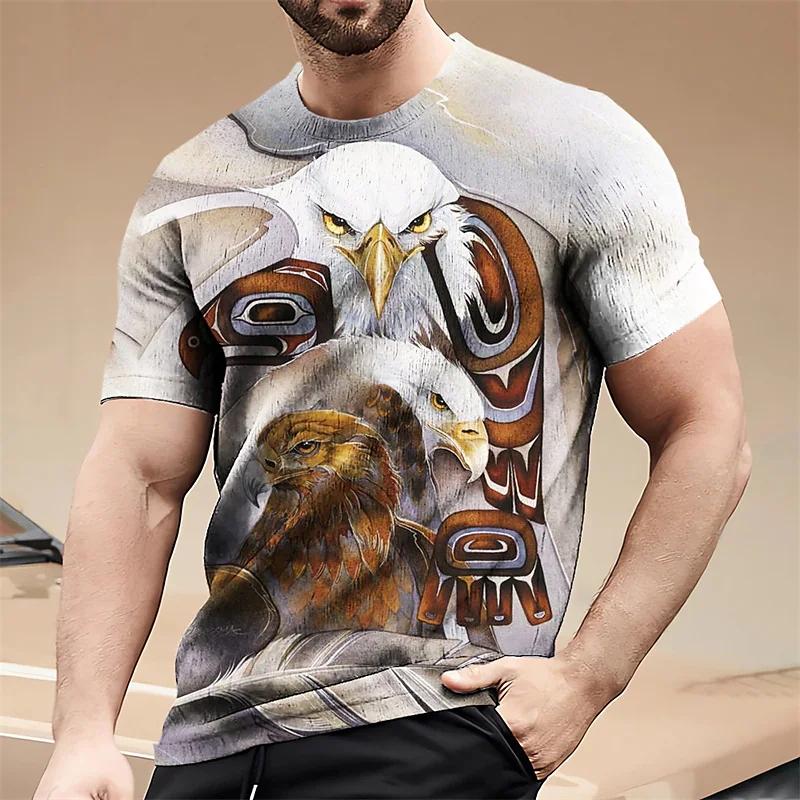 ETST WENDY 005 Wolf Heren T-shirt 3D Eagle Print T-shirt Tops Vintage Korte Mouw Dierenpatroon Kleding Oversized T-shirts Casual Heren Streetwear 6XL