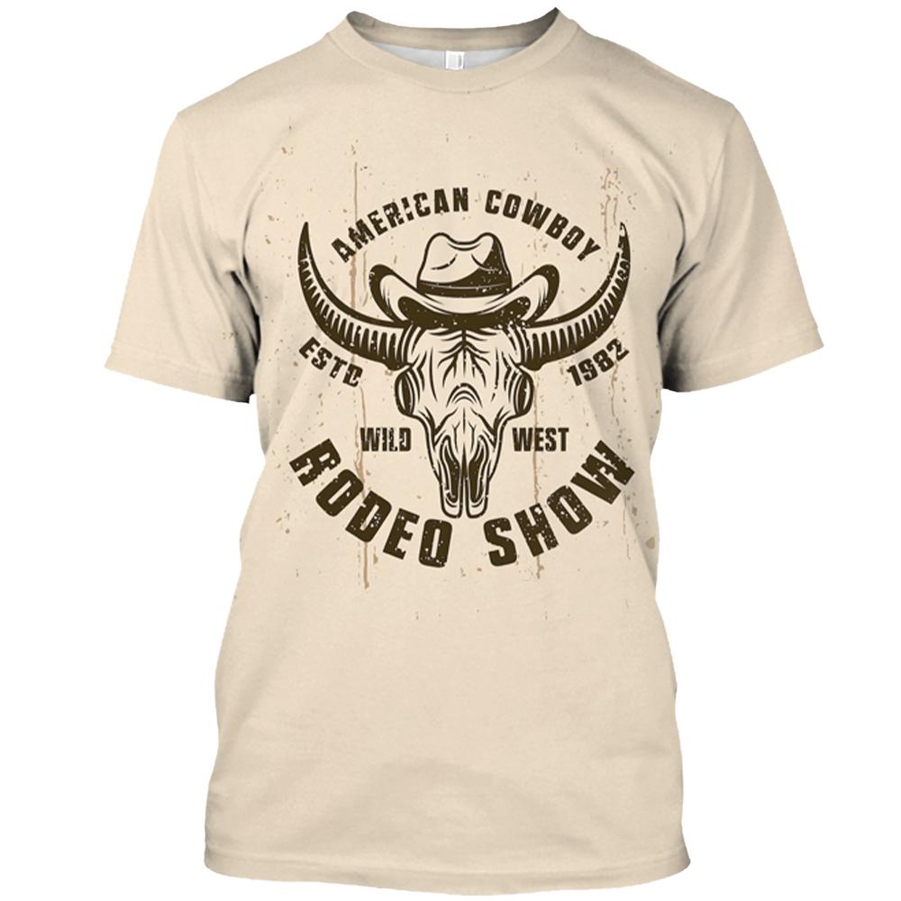ETST WENDY 005 Mode Cowboy T-shirt Voor Mannen Vintage 3d Print T-shirt Zomer Trui Oversized Korte mouwen Amerikaanse Streetwear Heren tee Top M