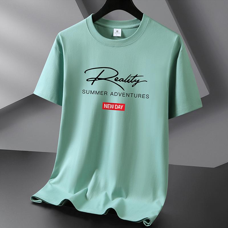 Bistrota 10 kleuren puur katoenen T-shirt met korte mouwen voor heren, casual ronde hals, los T-shirt, groot formaat S-6XL 3XL
