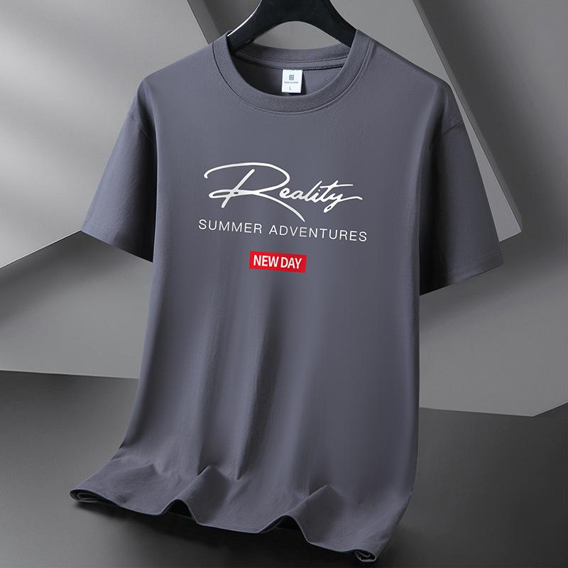 Bistrota 10 kleuren puur katoenen T-shirt met korte mouwen voor heren, casual ronde hals, los T-shirt, groot formaat S-6XL 6XL