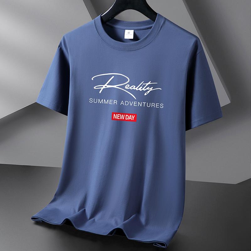 Bistrota 10 kleuren puur katoenen T-shirt met korte mouwen voor heren, casual ronde hals, los T-shirt, groot formaat S-6XL 6XL