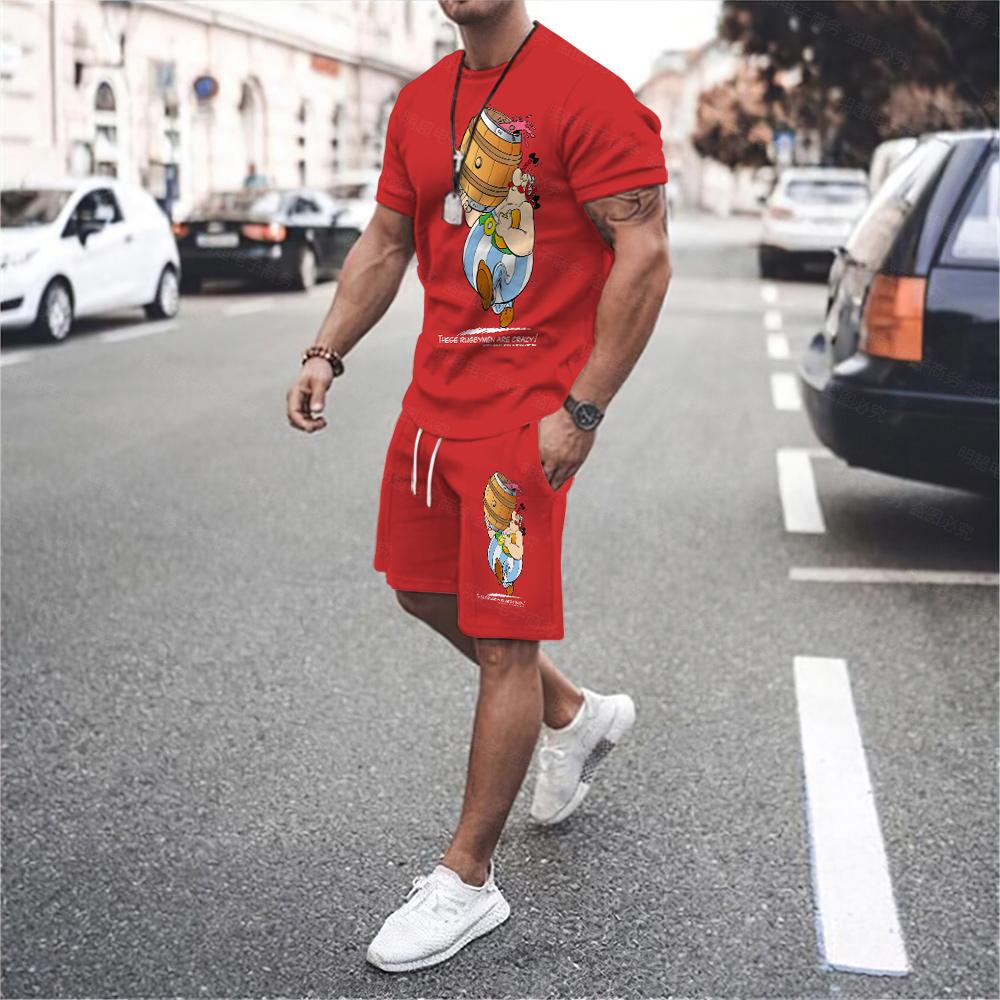 ETST WENDY Asterix Obelix Deze Rugby zijn gekke oversized T-shirtsets voor herenkleding, shorts, streetwear, 3D-bedrukte tops, T-shirts L