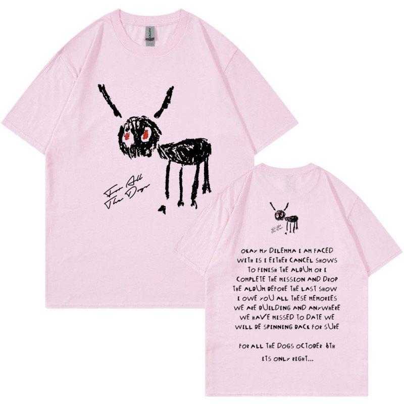 TENJINGE Trendy Vintage Rapper Drake voor All The Dogs T-shirt Herenmode Hip Hop T-shirt 100% Katoen Oversized Korte Mouw T-shirts Streetwear L