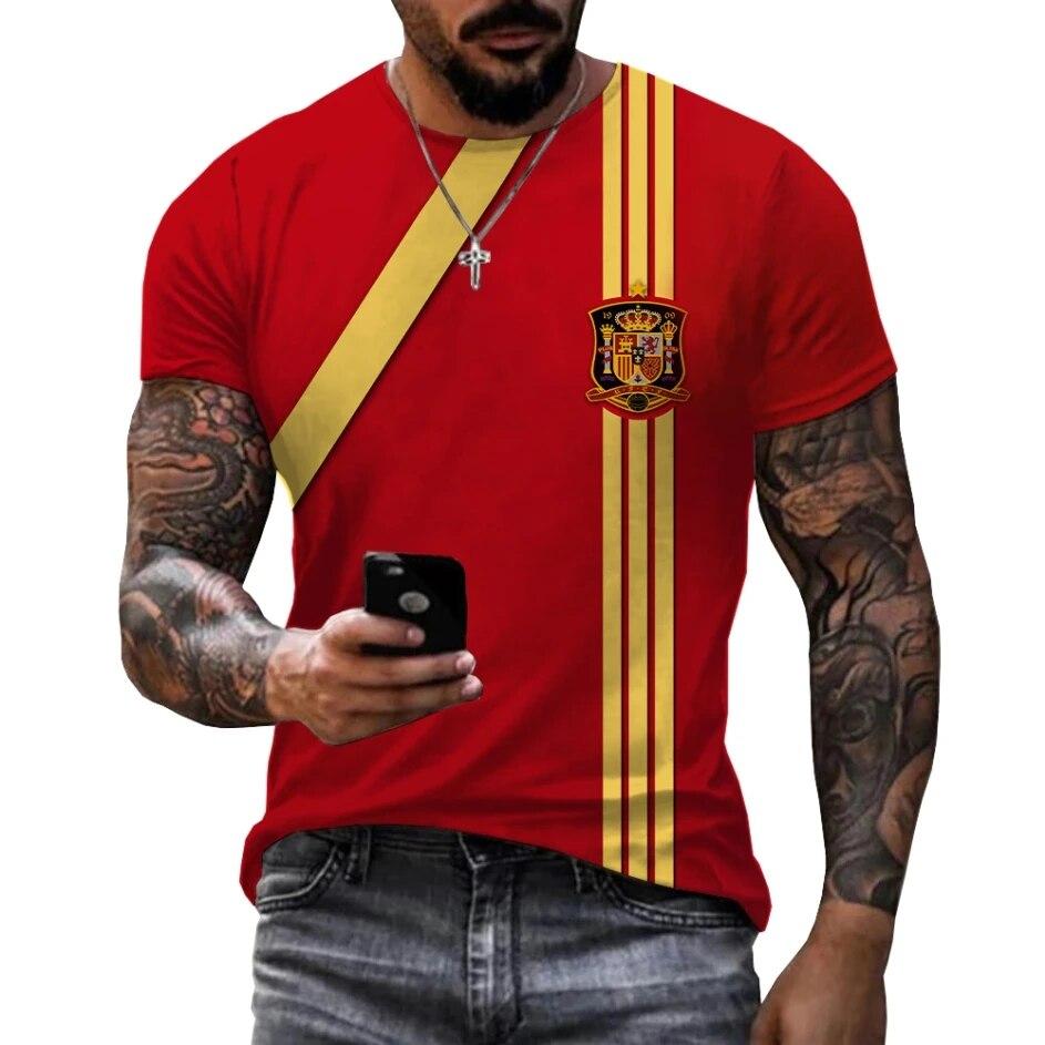 Bobby 2 Espana Nationaal Embleem 3d Print Zomer mannen O-hals T-shirt Casual Korte Mouw Oversized T-shirts Fashion Tee Tops Mannen kleding XL
