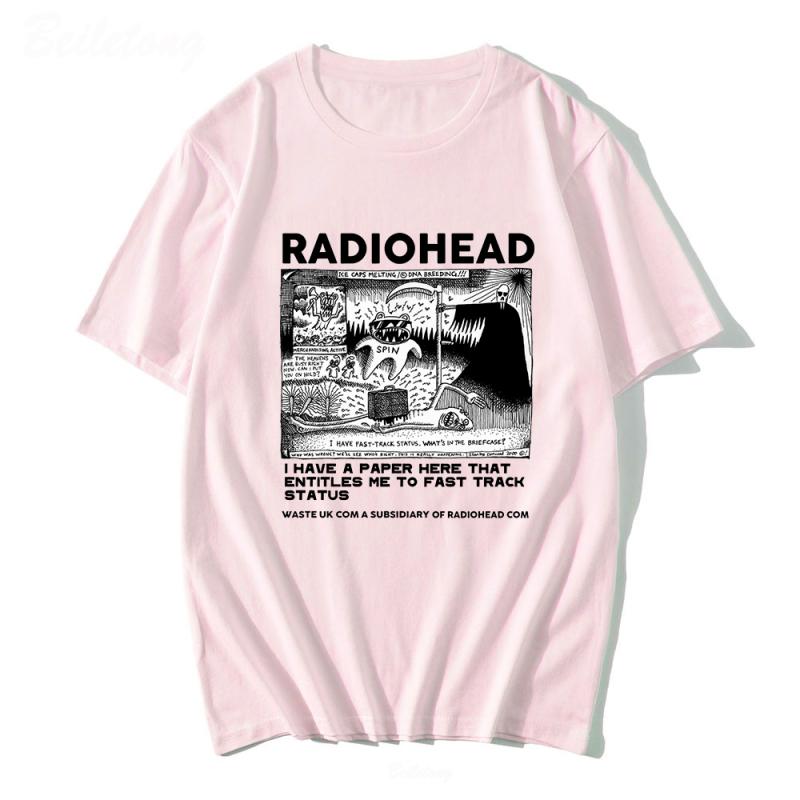 Nihao Radiohead Vintage Klassieke Print Zomer Heren O-hals T-shirt Casual Katoen Korte Mouw Trui Mode Streetwear Herenkleding L