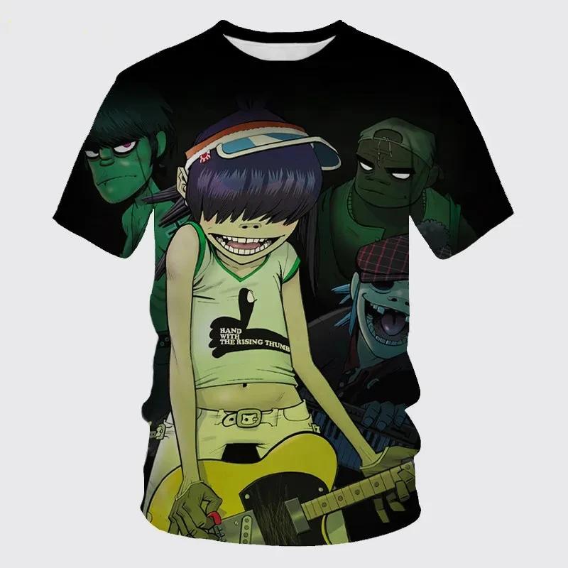 ETST 007 Rock Band Gorillaz 3D Print Man/Vrouwen Casual Mode Ronde Hals T-shirts Kinderen Korte Mouw Tops Zomer Oversized Unisex Kleding XL