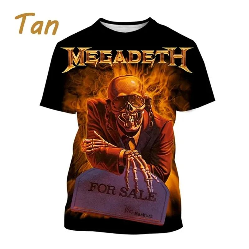 Laoxu Heavy Metal Rock Band Megadeth 3D geprinte T-shirts Zomer Mannen/Vrouwen Wilde Stijl Hip Hop Korte Mouw T-shirt Top Oversized Streetwear XXL