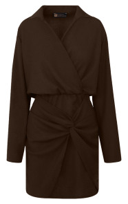 The Musthaves Draped Stretch Dress Choco