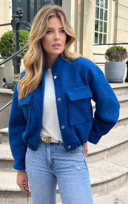 The Musthaves Bouclé Bomber Jacket Kobalt
