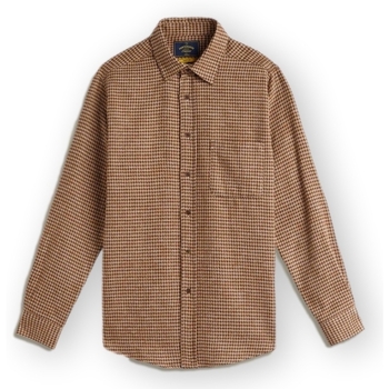 Portuguese Flannel Overhemd Lange Mouw  Abstract Pied Poule Shirt - Brown