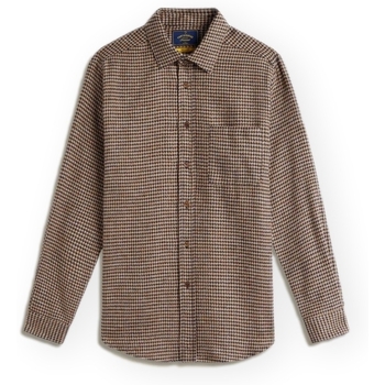 Portuguese Flannel Overhemd Lange Mouw  Abstract Pied Poule Shirt - Navy