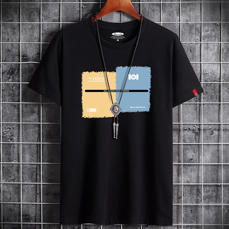Bistrota Herenmode Casual T-shirt met korte mouwen, comfortabel katoenen T-shirt 4XL
