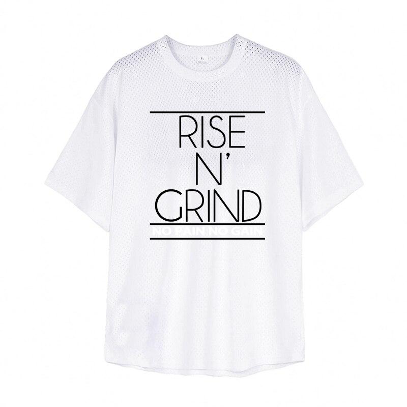 Muscleguys Comfortabele Gym Kleding Zomer mannen Mesh Ademend Korte mouwen Dunne Bodybuilding T-shirt GEEN PIJN GEEN GAIN Tops XXL wit