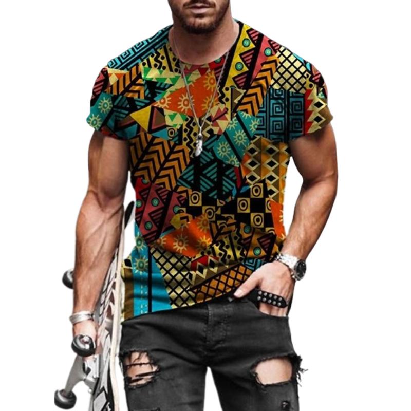 Happy Show Nieuwe zomer herenmode T-shirt persoonlijkheid kleur patroon bedrukt heren T-shirt top S