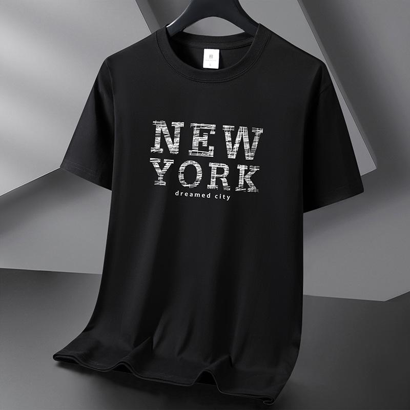 Bistrota Newyork 10 Kleuren Puur Katoen Mannen T-shirt Ronde Hals Korte Mouw Losse Mans Tee Shirt Grote Maat S-6XL 5XL