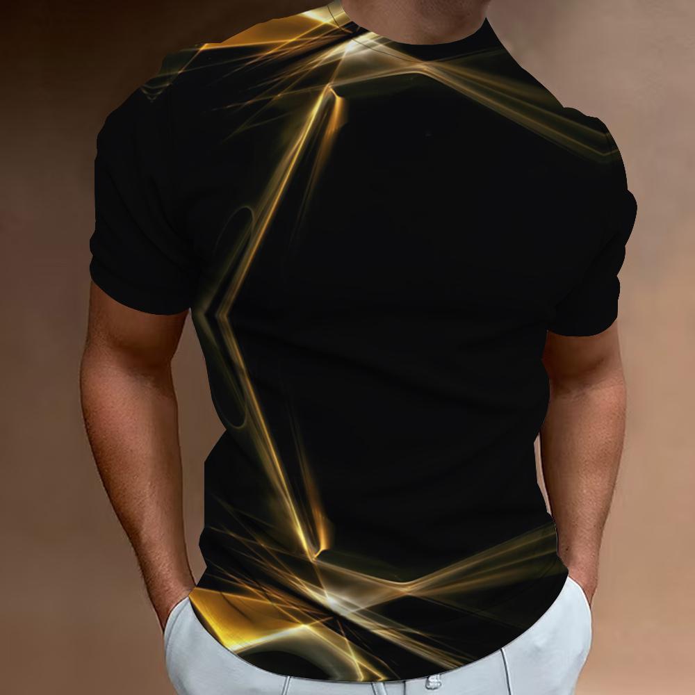 ETST 07 Heren T-shirt 3D Gestreepte Print Sweatshirt Tops Zomer O Hals Casual Korte Mouw Mannelijke Slim Fit Kleding Goedkope Kleding L