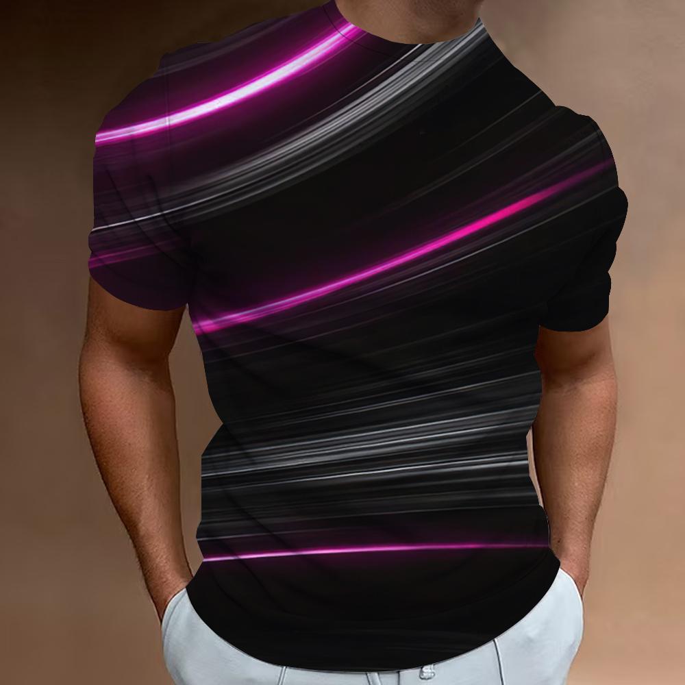 ETST 07 Heren T-shirt 3D Gestreepte Print Sweatshirt Tops Zomer O Hals Casual Korte Mouw Mannelijke Slim Fit Kleding Goedkope Kleding L