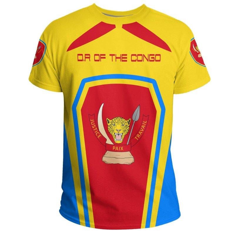 ETST 07 Democratische Republiek Congo Land Vlag 3D Gedrukt Hoge Kwaliteit T-shirt Zomer Casual Korte Mouw Ronde Hals Heren Dames Tops XL