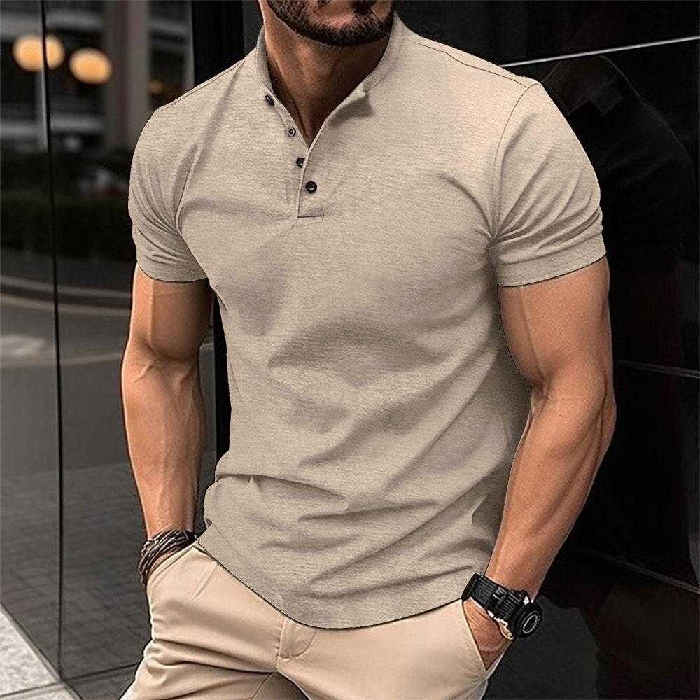ForYourBeauty Zomer Heren Wit Zwart T-shirt Heren Button Henley Neck Sportpoloshirts XL