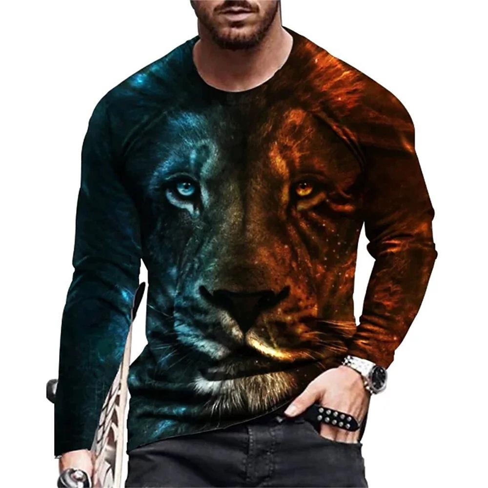 ETST WENDY 005 Vintage Bedrukt T-shirt 3d Kruisbeeld T-shirt Amerikaanse Lange Mouw Ronde Hals Katoen Leeuw Tops Oversized Heren Jezus Christus kleding XXL