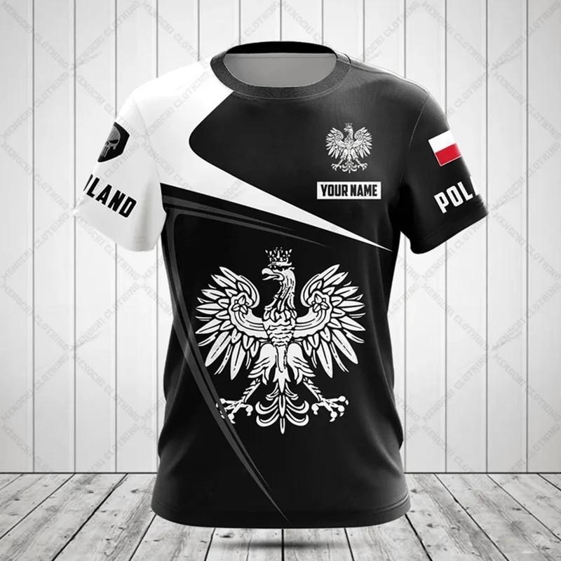 ETST 03 Poolse vlag Badge Warrior Camouflage 3D-geprint heren ronde hals korte mouw oversized losse mode T-shirt sport sneldrogend 4XL