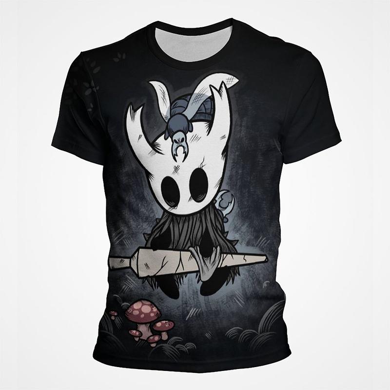 ETST 009 Game Hollow Knight Print T-shirts Dark Ghost Vintage Korte Mouw 3D Print Tees Mode Zomer Casual Heren Tops Kleding T-shirt L