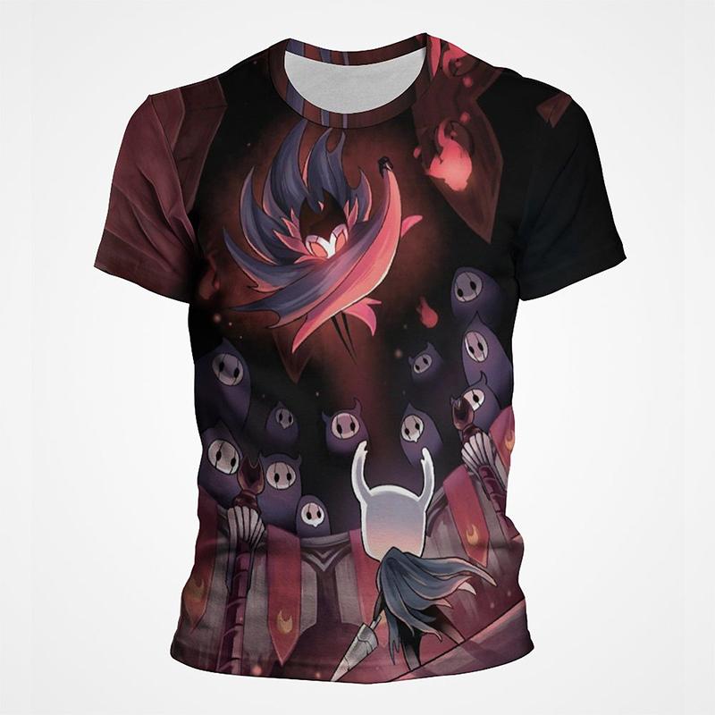 ETST 009 Game Hollow Knight Print T-shirts Dark Ghost Vintage Korte Mouw 3D Print Tees Mode Zomer Casual Heren Tops Kleding T-shirt 4XL