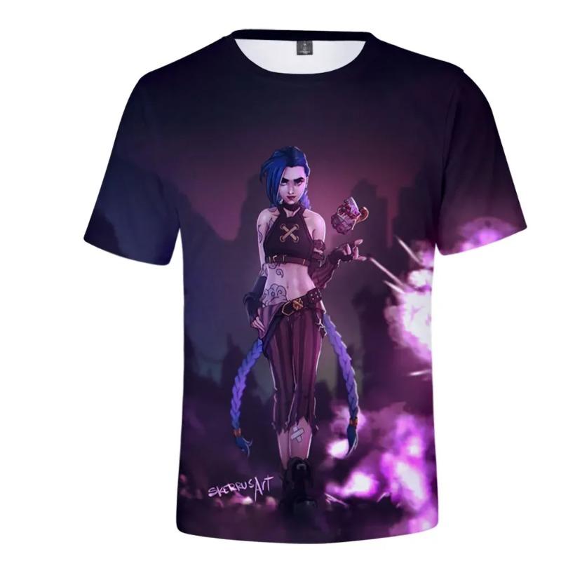 WowClassic Zomer grappig Arcane Jinx 3D geprint heren T-shirt met korte mouwen casual All-match streetwear tops T-shirts heren XXL