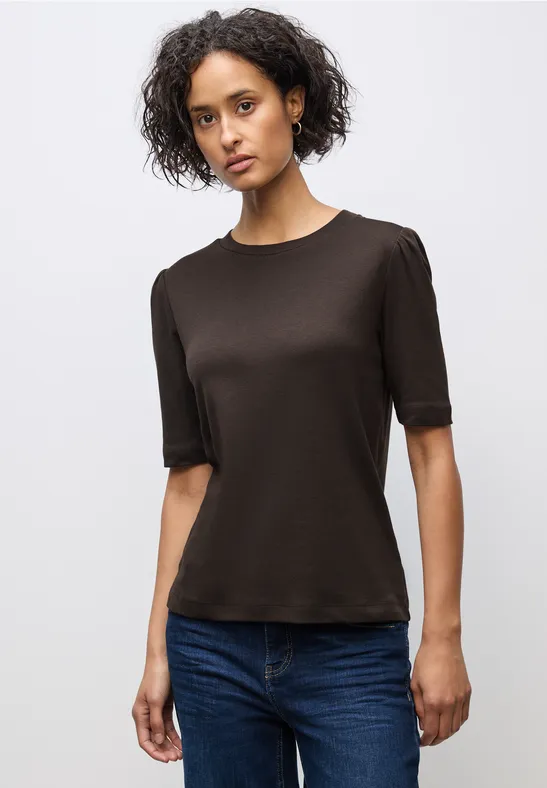 STREET ONE T-shirt met rimpeling op de schouders