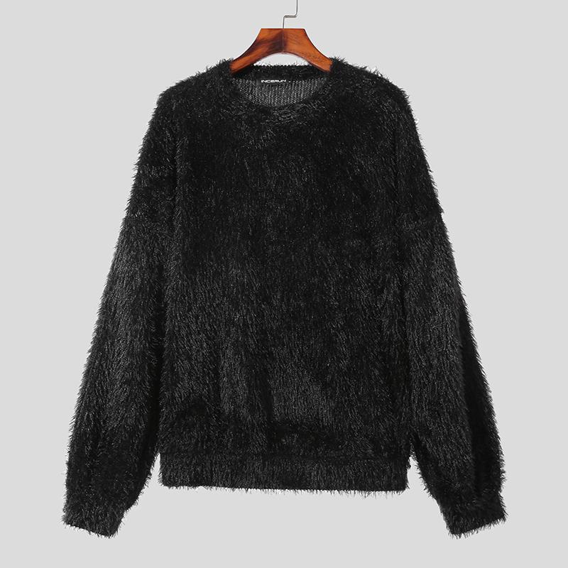 INCERUN Heren Fleece met lange mouwen, Keek Warm Casual Harige Ondershirts Tops S