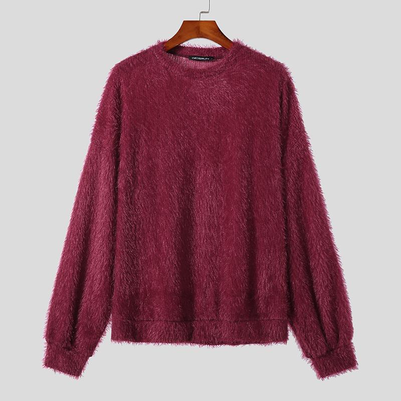 INCERUN Heren Fleece met lange mouwen, Keek Warm Casual Harige Ondershirts Tops 2XL