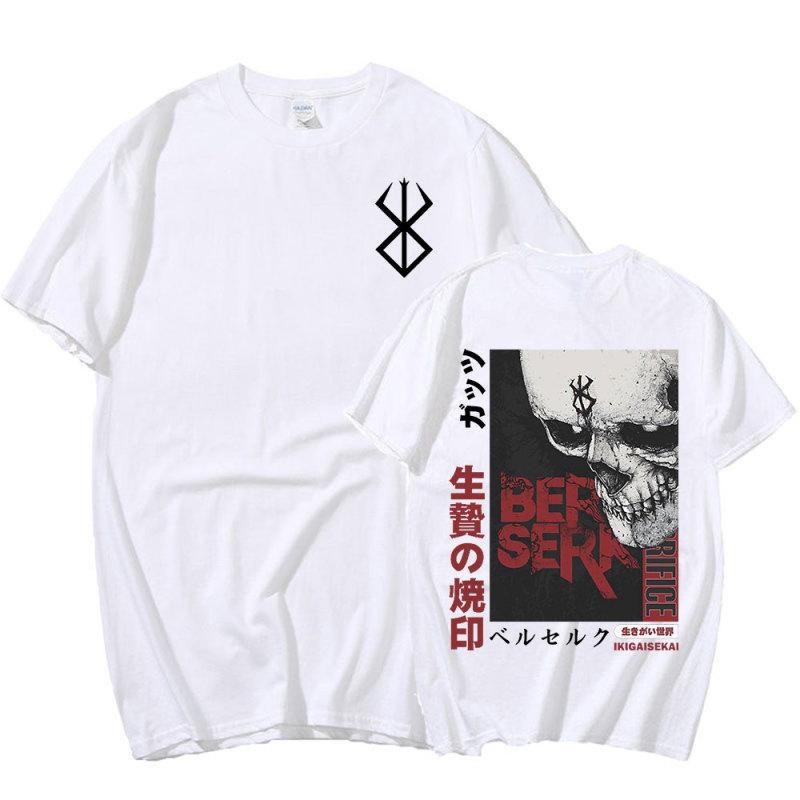 TENJINGE Trendy Anime Berserk Guts Grafische Print T-shirt Zwaardvechter Casca Merk van Opoffering Zodd T-shirts mannen Katoen Casual oversized T-shirts M