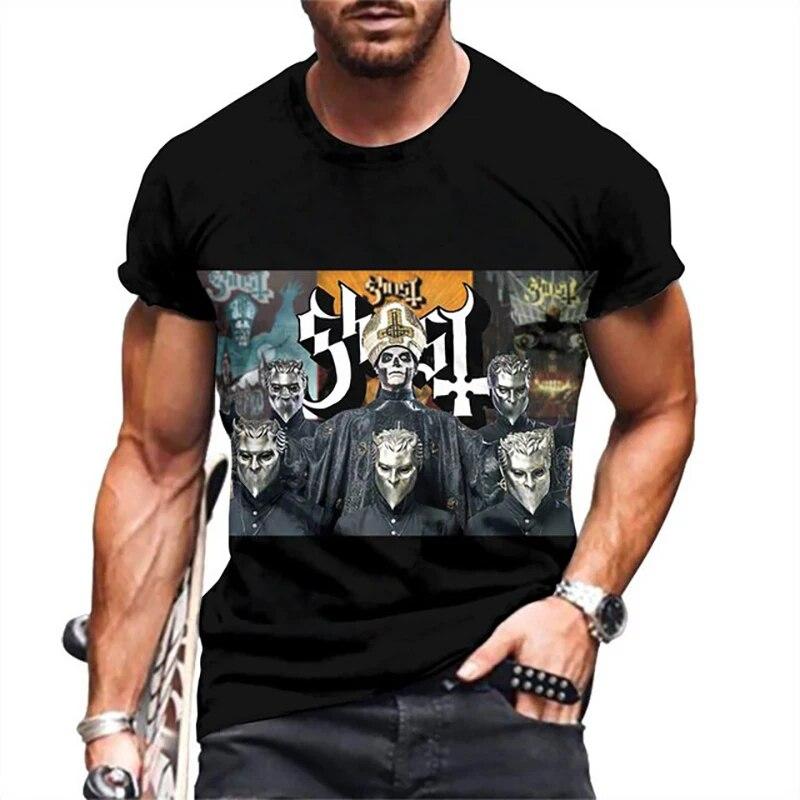 ETST 07 Zomer Ghost Band T-shirts 3D Print Streetwear Mannen Vrouwen Hip Hop Mode Oversized Korte Mouw T-shirt Kinderen T-shirts Tops Kleding 6XL