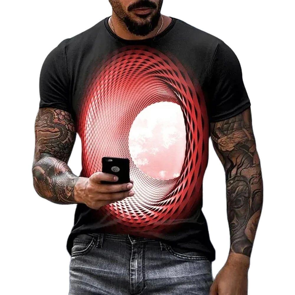 ETST 012 Fashion Hot Sales Persoonlijkheid Fun Sky grafische t-shirts Voor Mannen Nieuwe Casual Driedimensionale Vortex Gedrukt Oversized O-hals tees 2XL