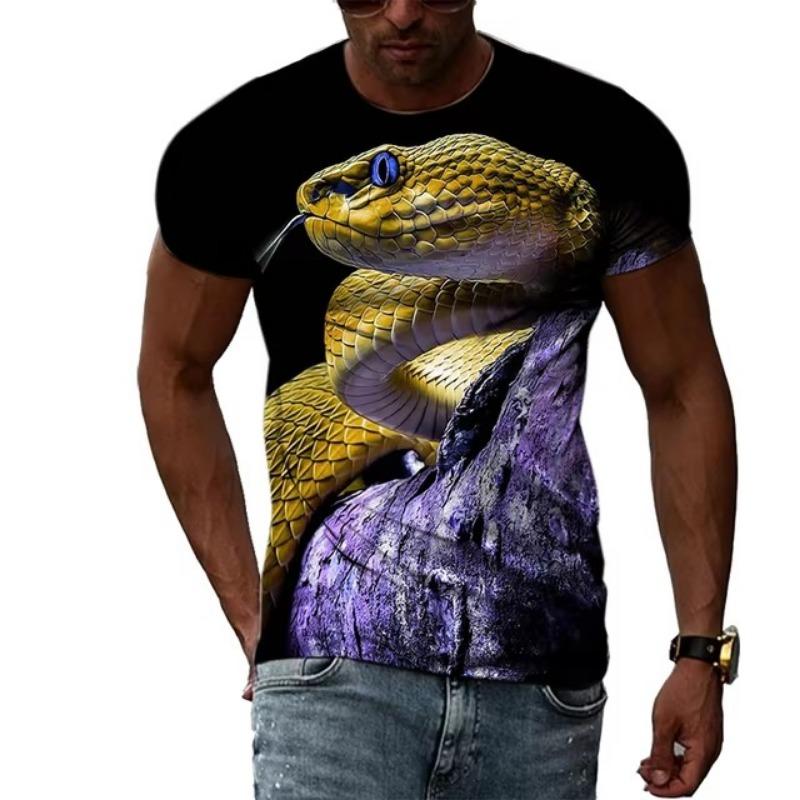 Forever Men Horror King Cobra Grafisch T-shirt Heren 3D Geprint Slang T-shirt Casual Streetwear Heren Kleding Zomer O Hals Tops Tee L