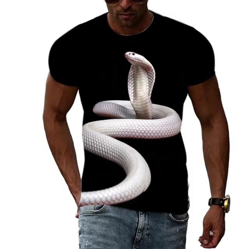 Forever Men Horror King Cobra Grafisch T-shirt Heren 3D Geprint Slang T-shirt Casual Streetwear Heren Kleding Zomer O Hals Tops Tee XL