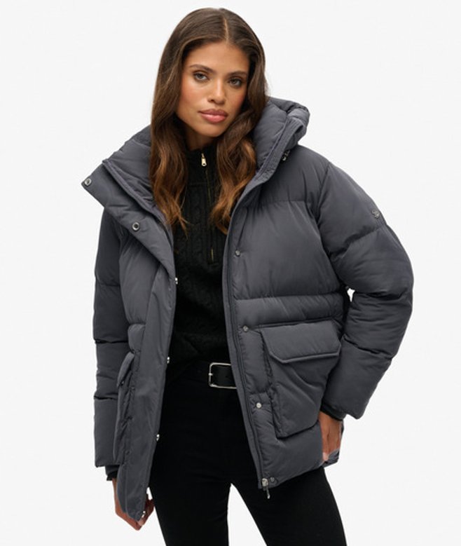 Superdry Korte Duvet Pufferjas Dark Grey