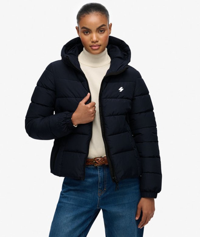 Superdry Hooded Spirit Sports Pufferjas Blauw