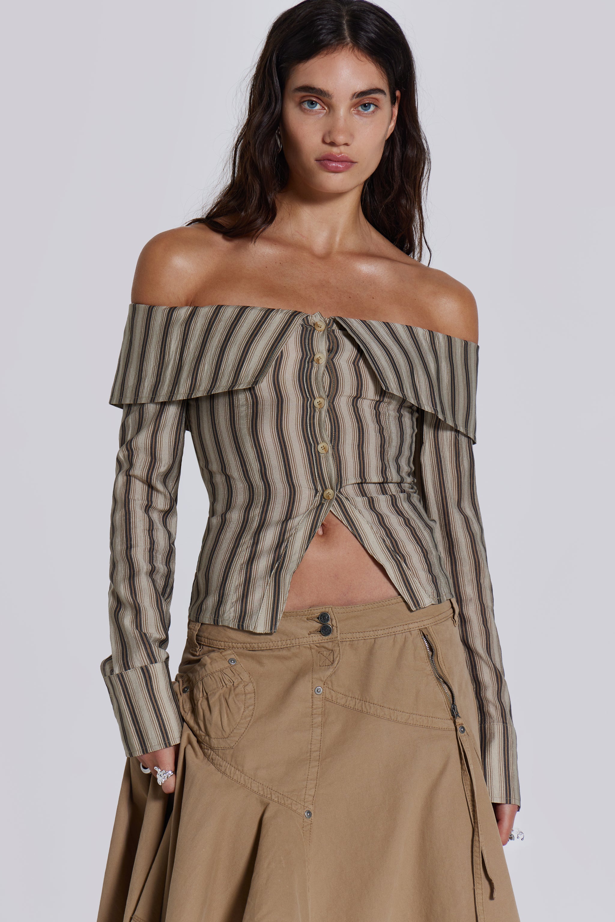 Jaded London Emra Off The Shoulder Shirt