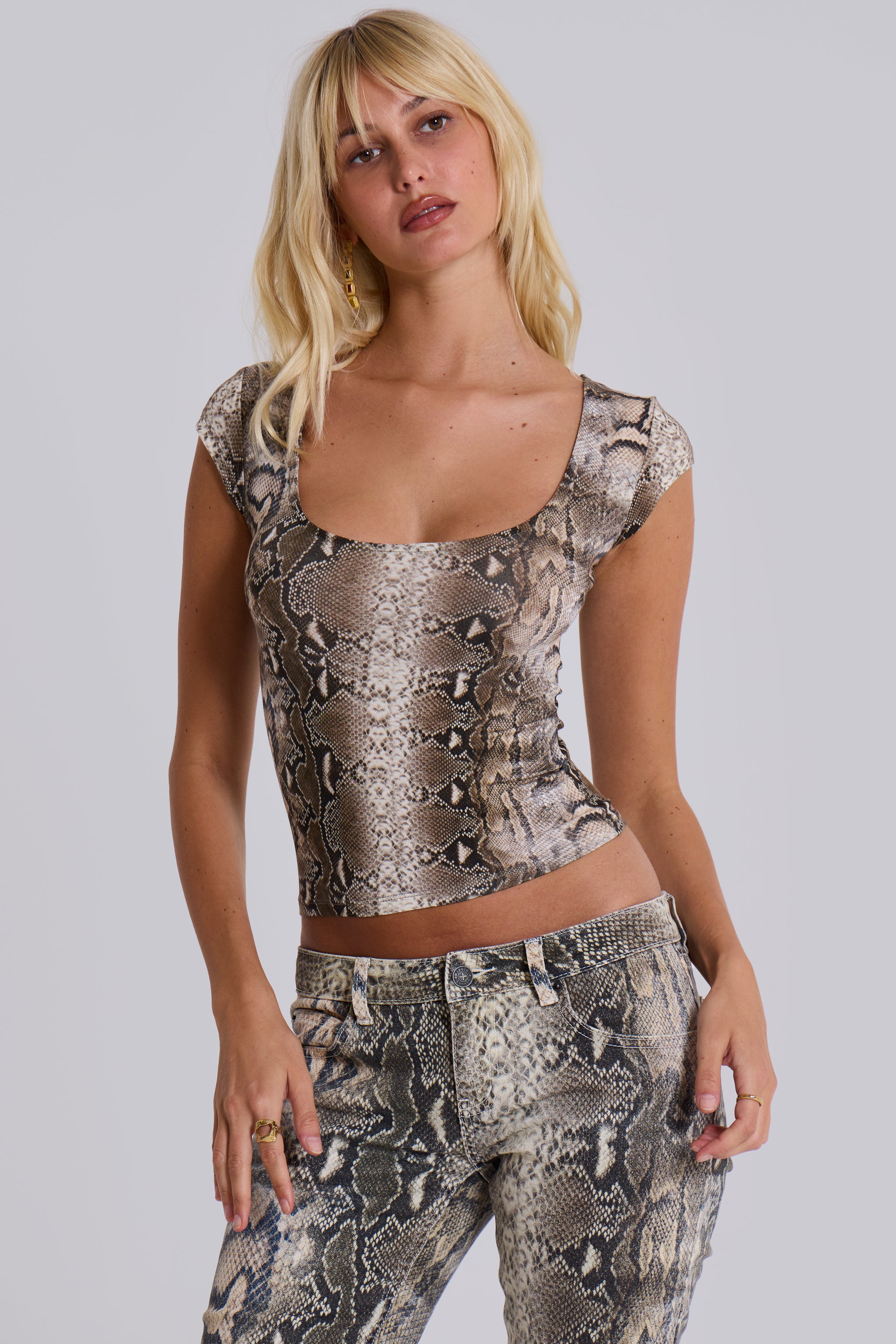 Jaded London Dovimo Snakeskin Top