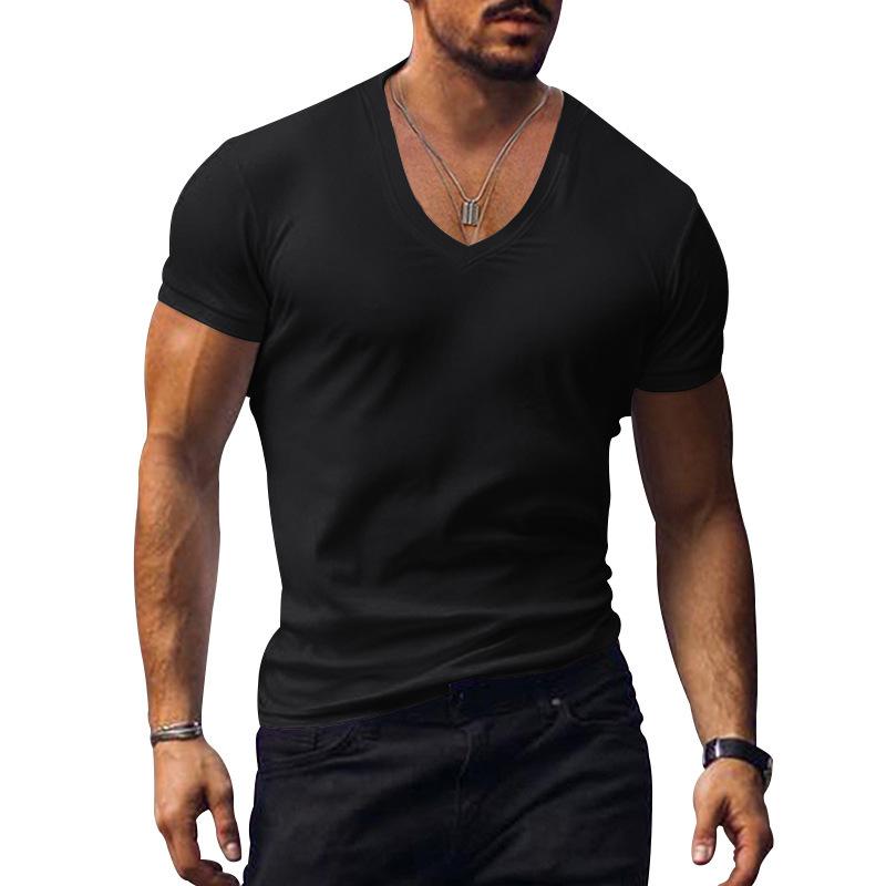 BOLIV MODA Heren T-shirt Wit Zwart Top Heren V-hals Effen Grote Maat Casual T-shirts met korte mouwen L