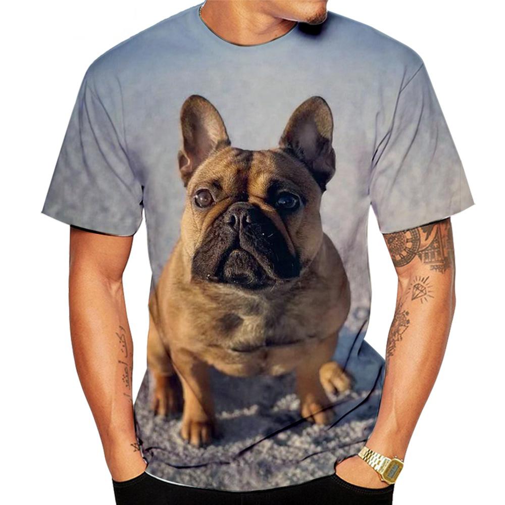 ETST WENDY Dier Franse Bulldog 3D Print T-shirt Heren Dames Trend Casual Zomer Tops Losse ronde hals Korte mouw Herenkleding 6XL