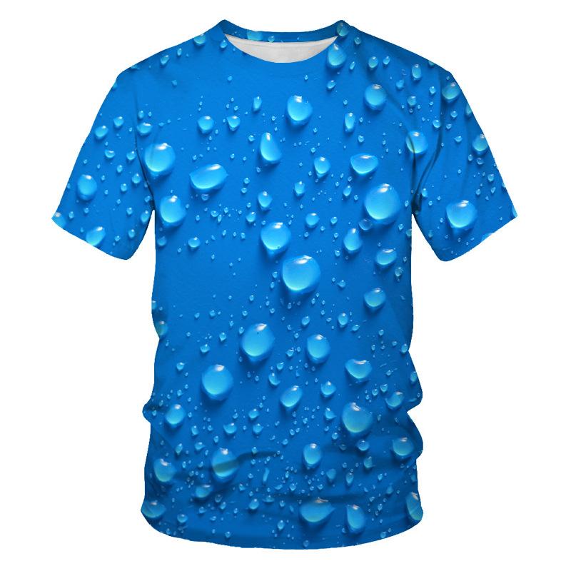BOLIV MODA T-shirts met korte mouwen Lente Zomer heren Waterijsblok 3D Digitaal printen Ronde hals Loszittende herenbasis-T-shirt 2XL