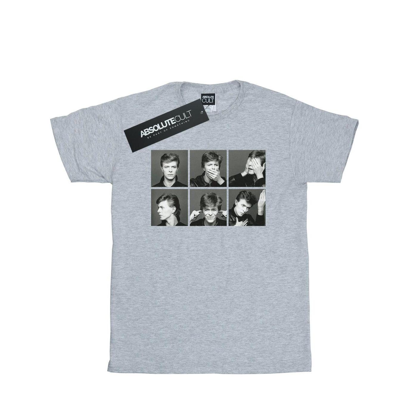 David Bowie T-shirt met fotocollage voor heren L grijs