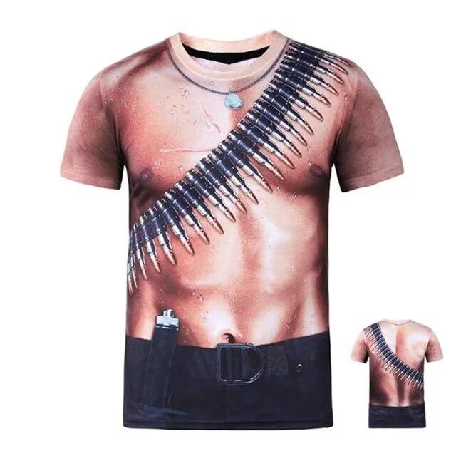 ETST 07 Grappige mannen T-shirts 3D Patroon Sexy Spier Gedrukt Korte Mouw Tees Tops Mode persoonlijkheid O-NeckT-shirts voor Mannen kleding 6XL