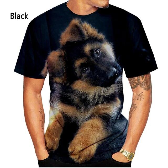 ETST 07 Heren Dames Zomermode Duitse Herder 3D Printing T-shirt Casual Hondenshirt met korte mouwen Tops XL