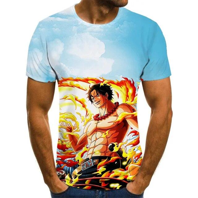 Baibao QIQI Een Stuk Jongen Kostuum Anime Harajuku Tops Zomer mannen T-shirt 3D Mode T-shirt mannen Plus Size Straat Kleding S